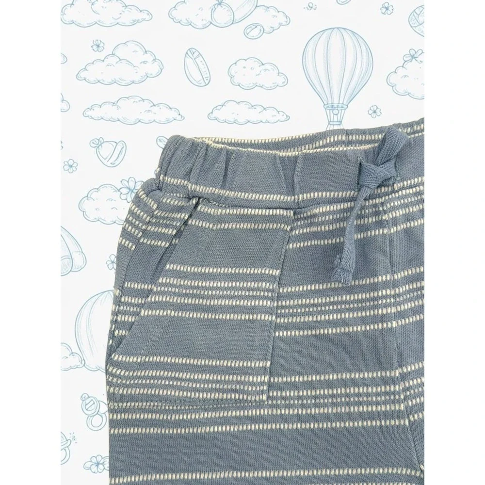 Rabbit + Bear Organic Striped Button Down Top & Shorts Set 6-9M